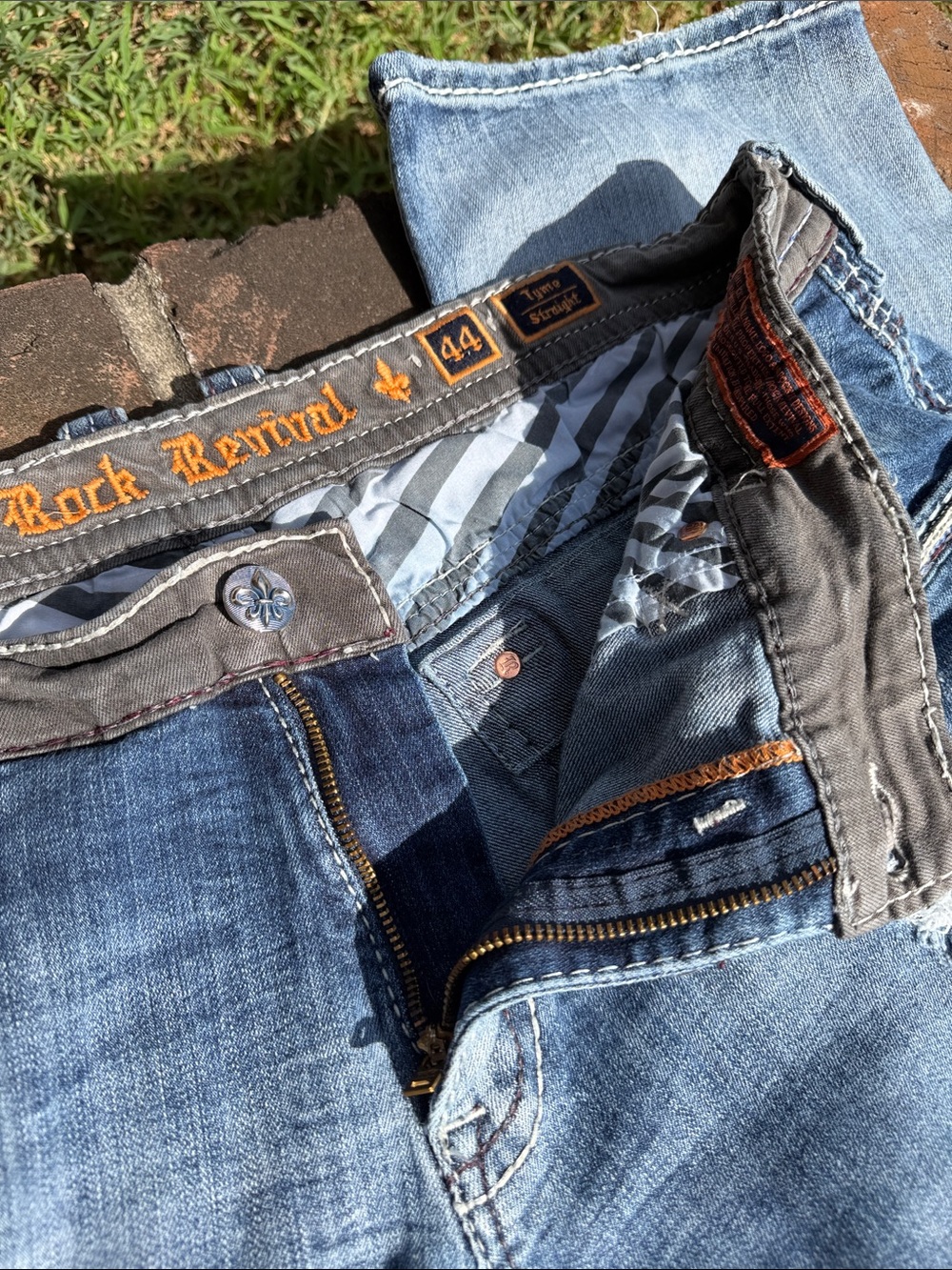 Rock Revival "Tyme" straight leg blue jeans size 44 - Picture 7 of 8